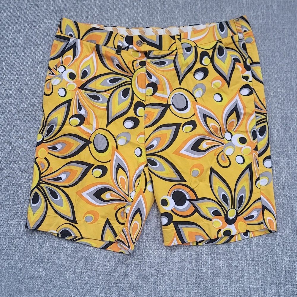 Loudmouth Yellow Geometric Flower Print Mens Golf Short Sz 42